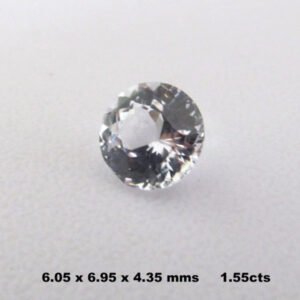 Ceylon Natural White sapphire loose gemstone round cut 1.55 cts.